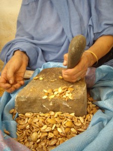 Hand cracked Argan nuts by Berber women